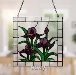 River of Goods Irises Stained Glass Window Panel