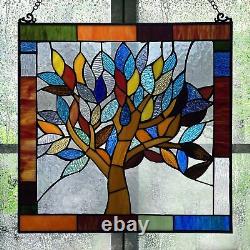 River of Goods Mystical World Tree Stained Glass Window Panel, 18