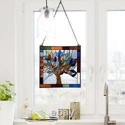River of Goods Mystical World Tree Stained Glass Window Panel, 18
