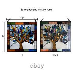River of Goods Mystical World Tree Stained Glass Window Panel, 18