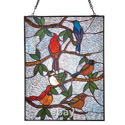 River of Goods Songbirds Stained Glass Panel -Tiffany Style Wall Art Sun Catcher