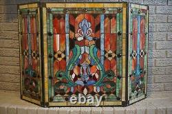 River of Goods Stained Glass Fleur De Lis 3-Panel Fireplace Screen 8221