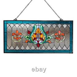 River of Goods Stained Glass Pub Window Panel Blue Fleur De Lis Home Wall Decor River of Goods Stained Glass Pub Window Panel Blue Fleur De Lis Home Wall Decor