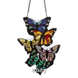 River of Goods Stained Glass Window Panel 9.5x13.25 Fluttering Butterflies