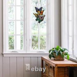 River of Goods Stained Glass Window Panel 9.5x13.25 Fluttering Butterflies