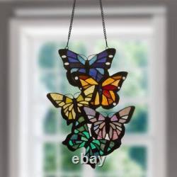 River of Goods Stained Glass Window Panel 9.5x13.25 Fluttering Butterflies