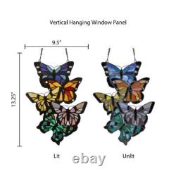 River of Goods Stained Glass Window Panel 9.5x13.25 Fluttering Butterflies
