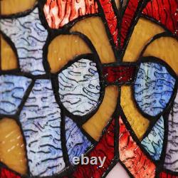 River of Goods Stained Glass Window Panel Red Victorian Fleur De Lis 36 in. H