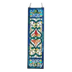 River of Goods Victorian Stained Glass Fleur De Lis Window Panel Wall Front Art