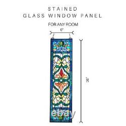 River of Goods Victorian Stained Glass Fleur De Lis Window Panel Wall Front Art