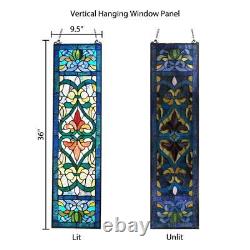 River of Goods Victorian Stained Glass Fleur De Lis Window Panel Wall Front Art