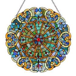 River of Goods Window Panel 22 x 22 Stained Glass Heart Classic Multi-Colored