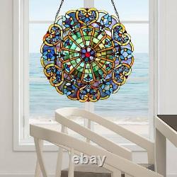 River of Goods Window Panel 22 x 22 Stained Glass Heart Classic Multi-Colored