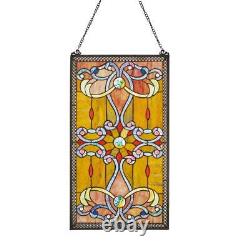 River of Goods Window Panel Handcrafted Amber Stained Glass Hanging Hardware