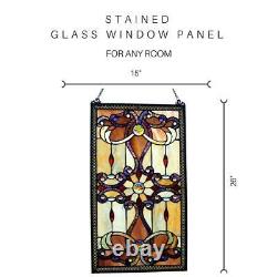 River of Goods Window Panel Handcrafted Amber Stained Glass Hanging Hardware