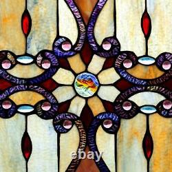 River of Goods Window Panel Handcrafted Amber Stained Glass Hanging Hardware