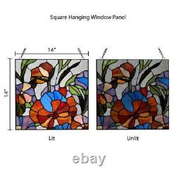 River of Goods Window Panel Multicolor Flowers Stained Glass Handcrafted 14 in H
