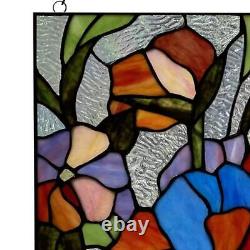 River of Goods Window Panel Multicolor Flowers Stained Glass Handcrafted 14 in H