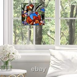 River of Goods Window Panel Multicolor Flowers Stained Glass Handcrafted 14 in H