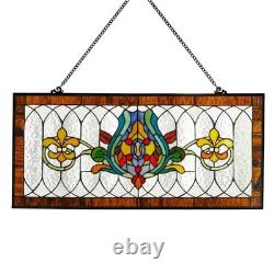 River of Goods Window Panel Stained Glass Handcrafted Decorative Hanging Chain