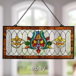 River of Goods Window Panel Stained Glass Handcrafted Decorative Hanging Chain