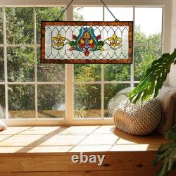 River of Goods Window Panel Stained Glass Handcrafted Decorative Hanging Chain