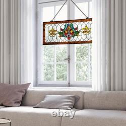 River of Goods Window Panel Stained Glass Handcrafted Decorative Hanging Chain