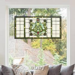 River of Goods Window Panel Victorian Stained Glass Art Deco Classic Green