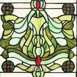 River of Goods Window Panel Victorian Stained Glass Art Deco Classic Green