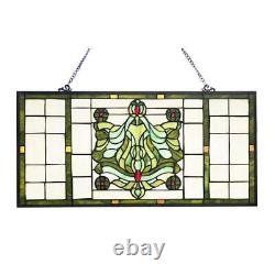 River of Goods Window Panel Victorian Stained Glass Art Deco Classic Green