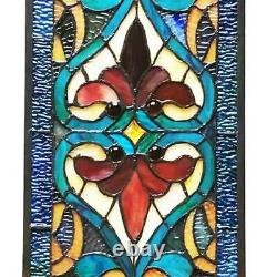 River of Goods Window Panel Victorian Stained Glass Fleur De Lis Handcrafted