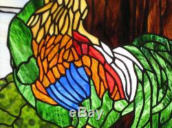 Rooster in the Haymow Stained Glass Window Panel EBSQ Artist