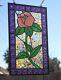 Rose -Stained Glass Window Panel-19 1/2 x 11 5/8HMD-US