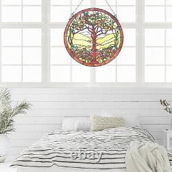 Round 24inch Tree of Life Stained Glass Suncatcher Window Panel