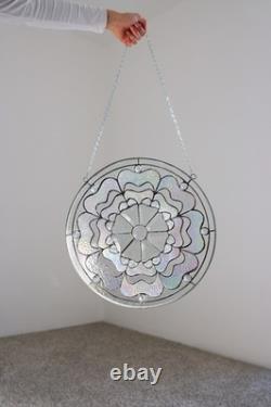 Round Beveled Iridiscent Stained Glass Tiffany Style 16 inch