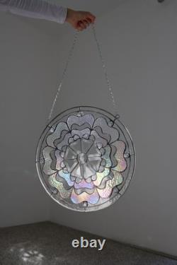 Round Beveled Iridiscent Stained Glass Tiffany Style 16 inch