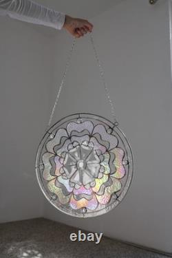Round Beveled Iridiscent Stained Glass Tiffany Style 16 inch