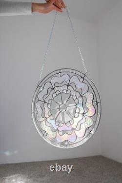 Round Beveled Iridiscent Stained Glass Tiffany Style 16 inch