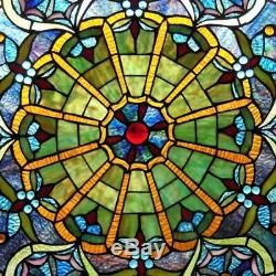 Round Tiffany Style Stained Glass Window Panel Suncatcher
