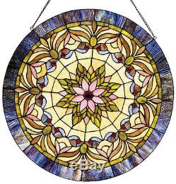 Round Victorian Stained Glass Window Panel Tiffany Style LAST ONE THIS PRICE