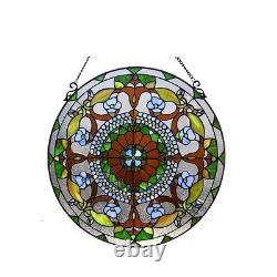 Round Victorian Tiffany Style Stained Glass Window Panel LAST ONE THIS PRICE