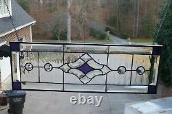 Royal Purple & Clear Beveled and Stained Glass Window Transom