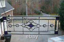 Royal Purple & Clear Beveled and Stained Glass Window Transom