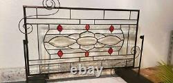 Ruby-Beveled Stained Glass Window Panel- Hanging 23 ½ x 13 ½