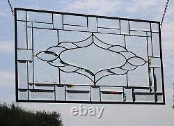 SALE? Sophistication. Beveled Stained Glass Window Panel/Transom 30.5 X 16.5