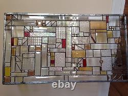 SALE! Stained Glass Panel withBevels Divider Transom Window Geometrical Screen