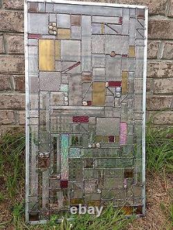 SALE! Stained Glass Panel withBevels Divider Transom Window Geometrical Screen