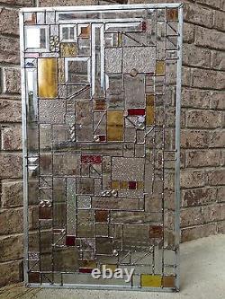 SALE! Stained Glass Panel withBevels Divider Transom Window Geometrical Screen