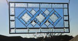 SKY BlueBeveled Stained Glass Window Panel- ready 2 Hang 24.5 x 12.5