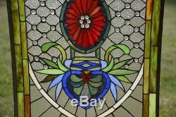 SOLD OUT! 20.75 x 34.75 Decorative Jeweled Tiffany Style stained glass panel